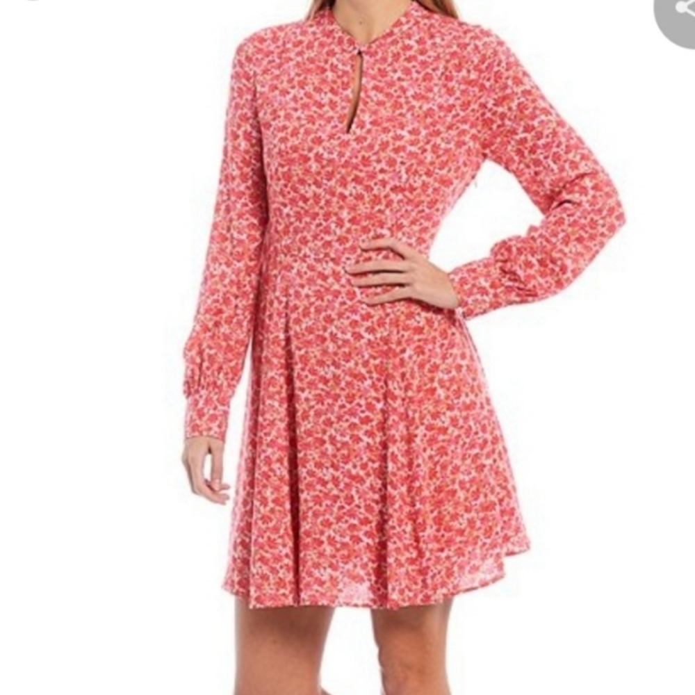 Floral long sleeve cherry print midi dress in a size small NWT